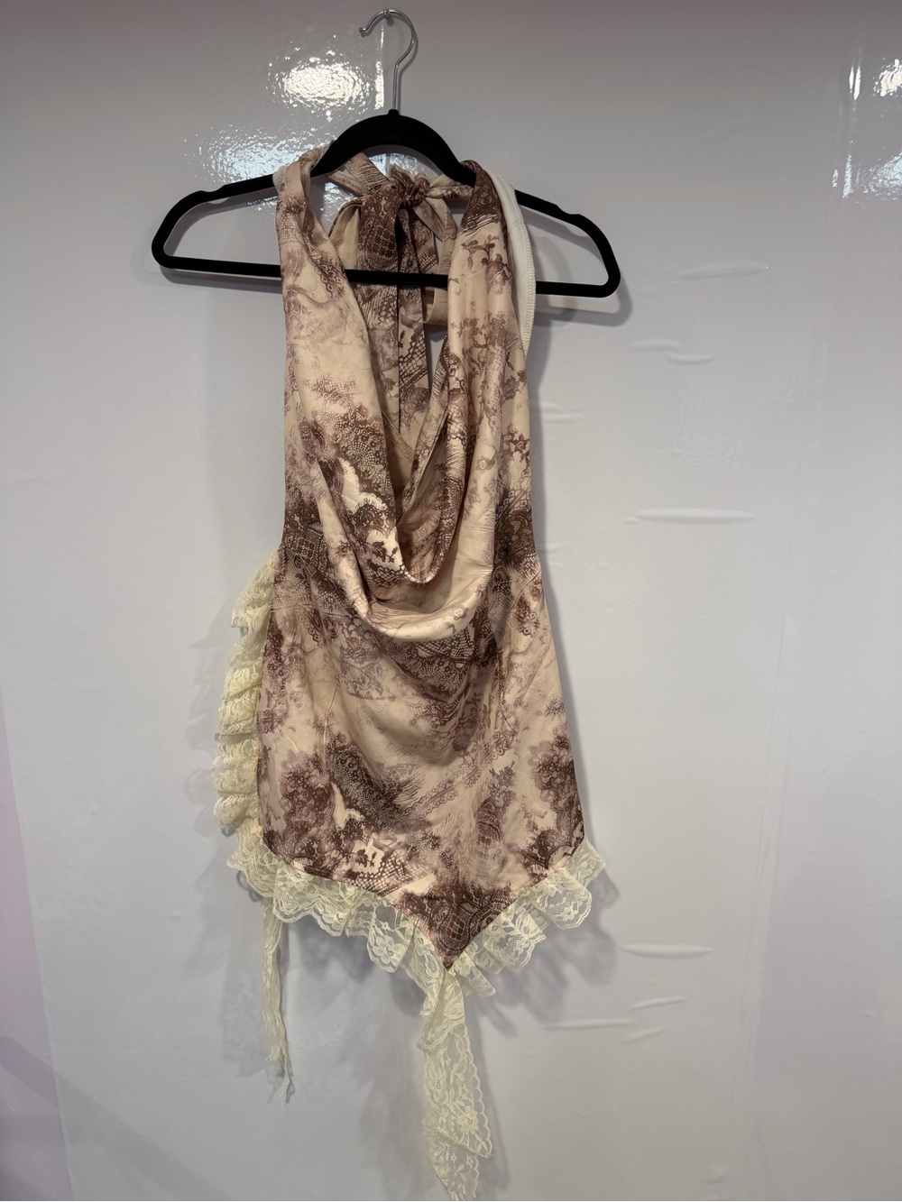 NWT Prettylittlething Stone printed cowl neck frill dress - Picture 1 of 4